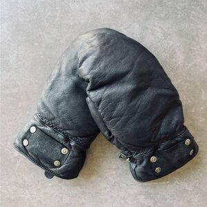 SCOTT Mitten Women's Ultimate Black Genuine Leather Gloves, Waterproof Soft M